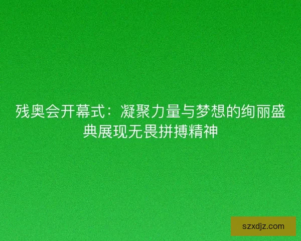 残奥会开幕式：凝聚力量与梦想的绚丽盛典展现无畏拼搏精神